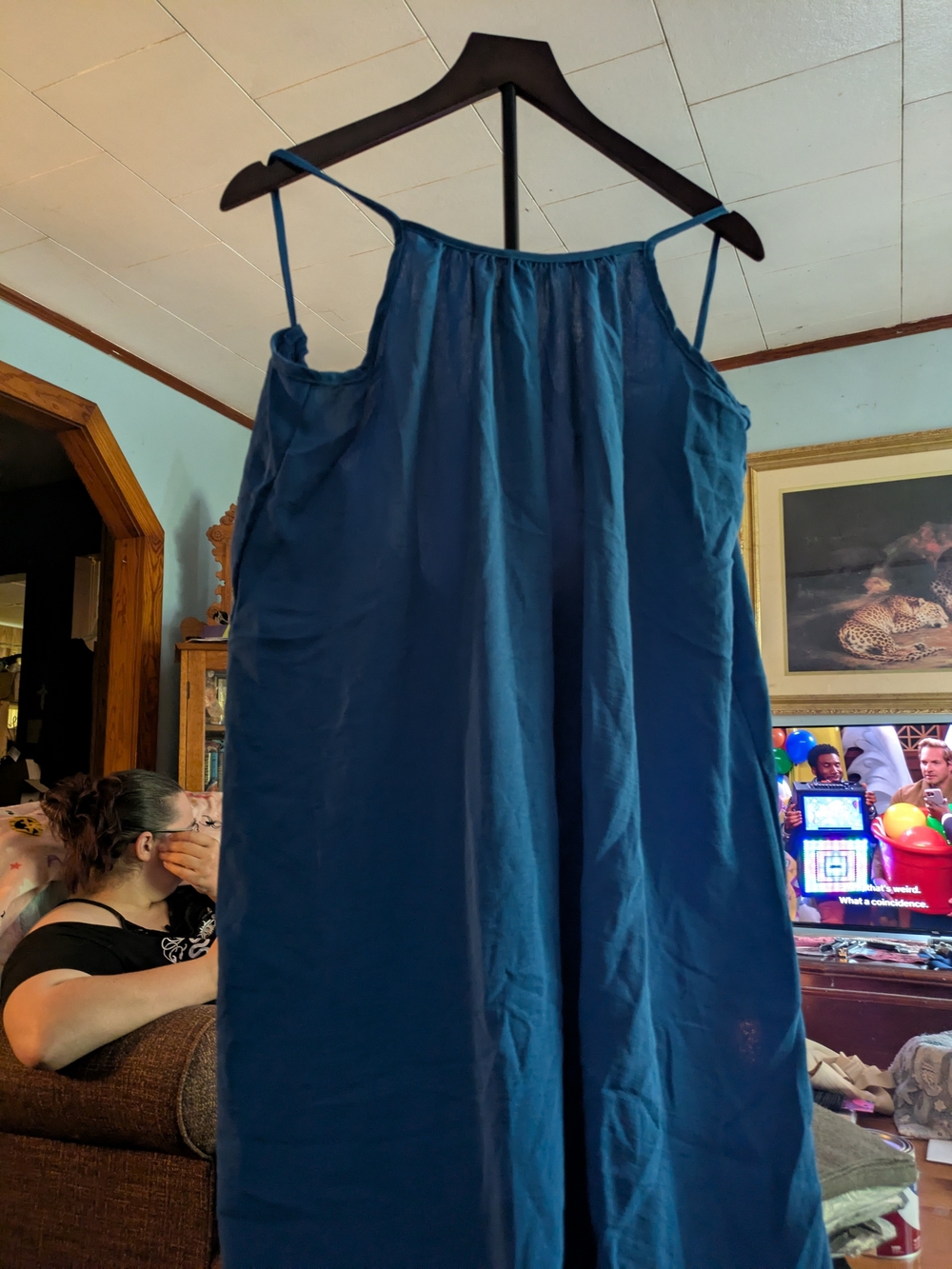 Women’s Navy Blue Spaghetti Strap Nightgown Brand New Size XL - Picture 2 of 3